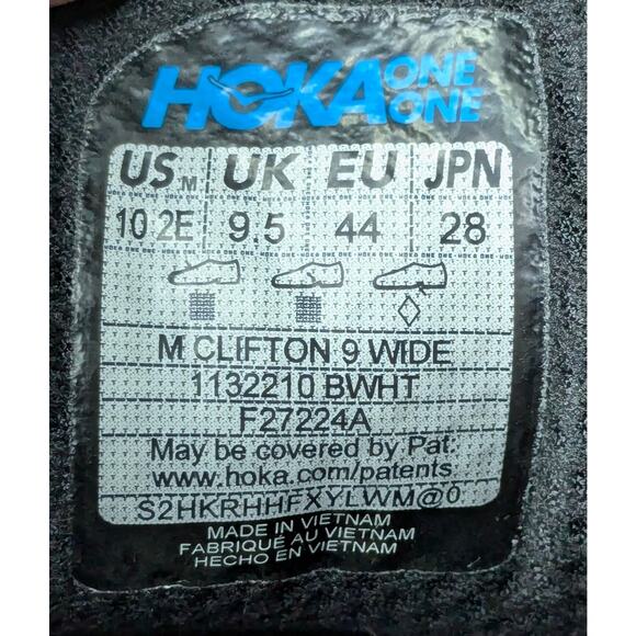 Hoka Shoes Mens 10 Wide (2E) Black Clifton 9 1132210/BWHT NEW Running Comfort - Picture 8 of 9